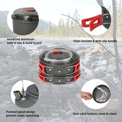  6-piece Lightweight Backpacking , Outdoor Cook Gear for Family Hiking!