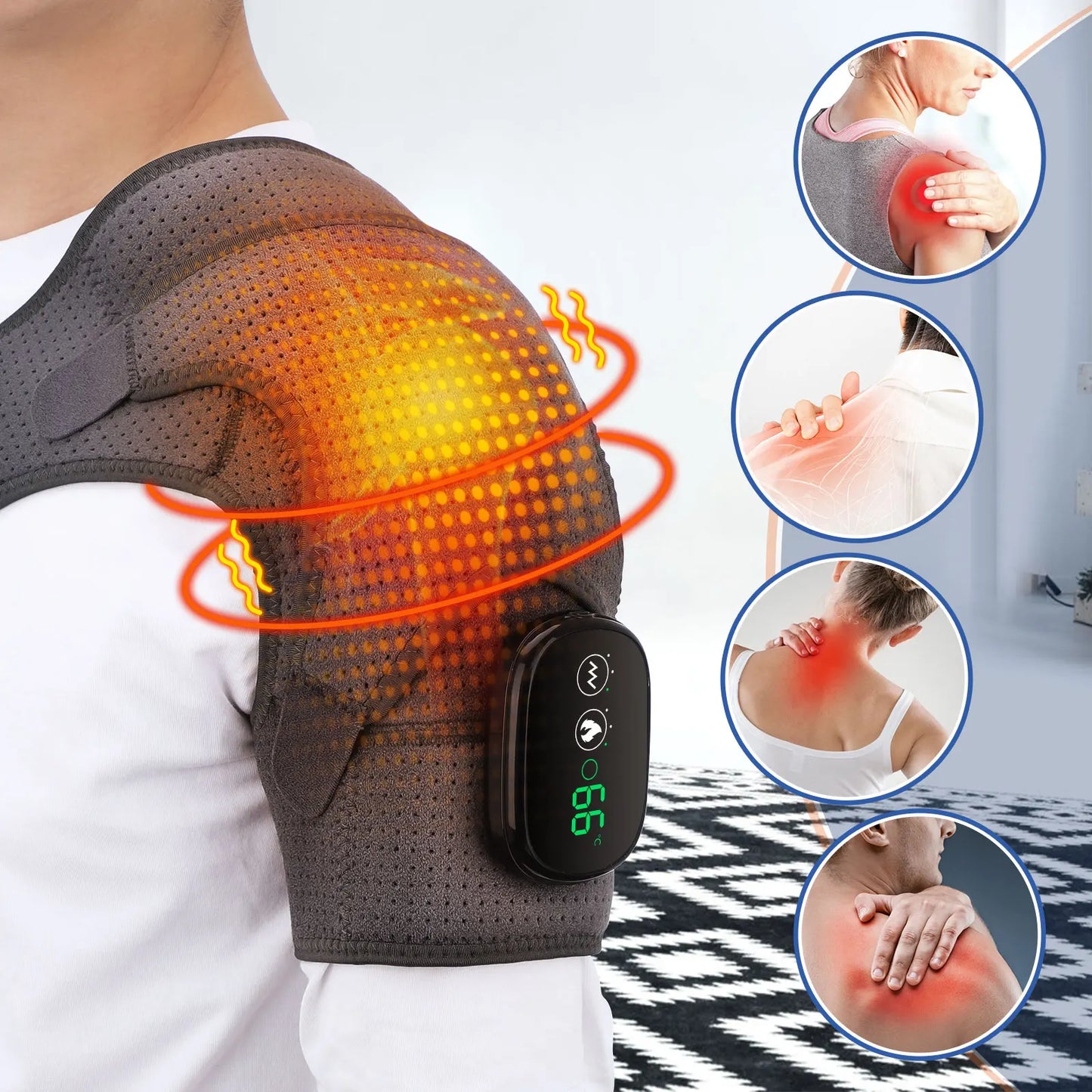 Electric Heating Shoulder Brace: Adjustable LED Belt for Arthritis