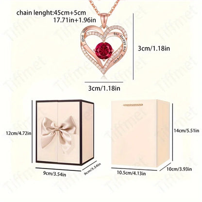 Love Wrapped in Luxury: Heart Necklace in Double Door Bow Bear Rose Gift Box – Perfect for Mom & Girlfriend!