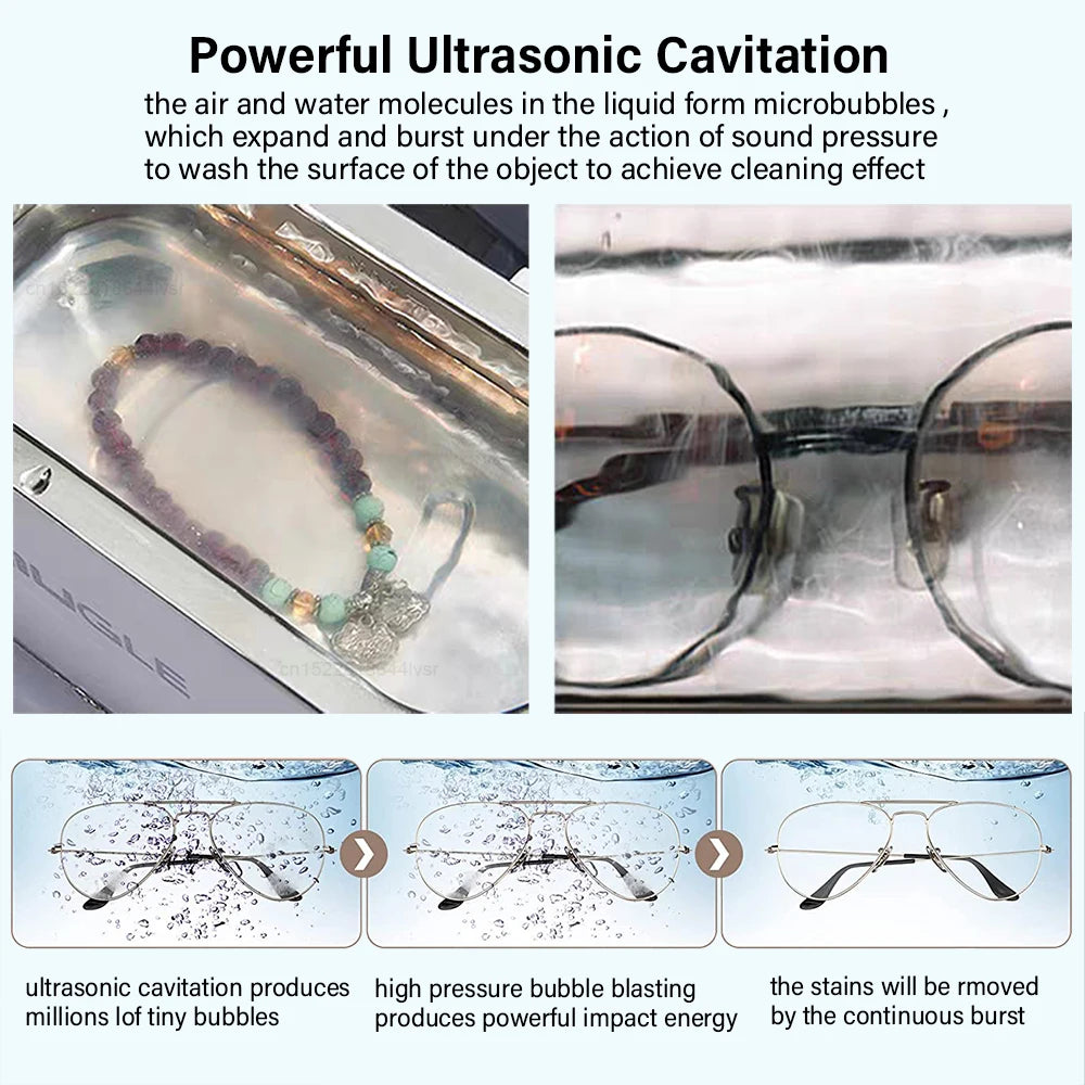 500ML Ultrasonic Cleaning Machine - 35W Ultrasonic Cleaner for Glasses and Jewelry -