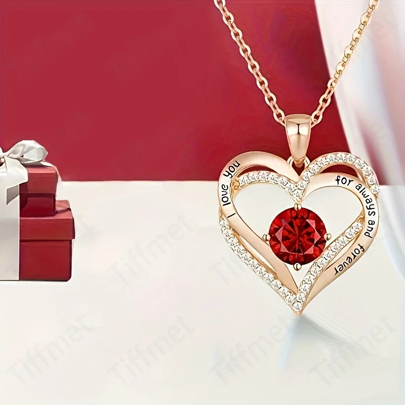 Love Wrapped in Luxury: Heart Necklace in Double Door Bow Bear Rose Gift Box – Perfect for Mom & Girlfriend!