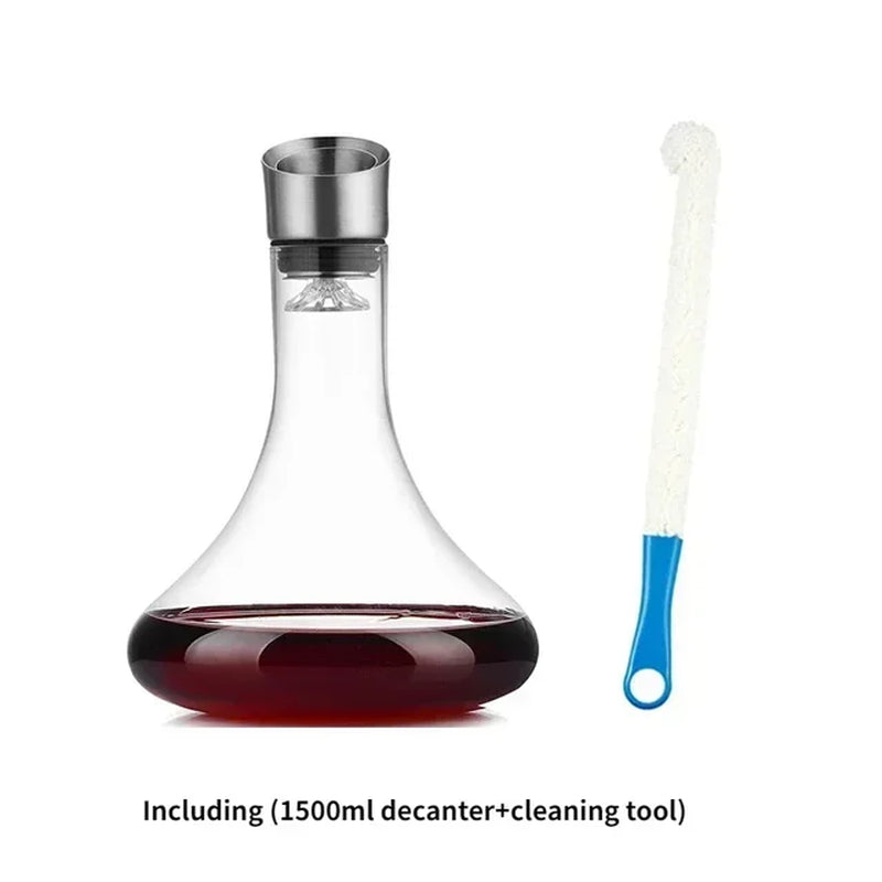 1800ML Handmade Lead-Free Crystal Glass Large Red Wine Quick Decanter Household Wine Dispenser Pot Set Iceberg Decanter