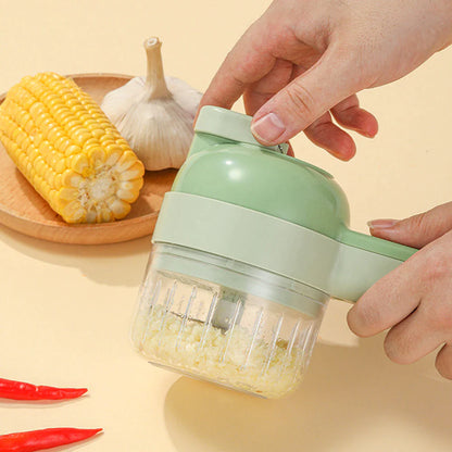 4In1 Multifunctional Electric Vegetable Cutter Slicer Garlic Mud Masher Garlic Chopper Cutting Pressing Mixer Food Slice