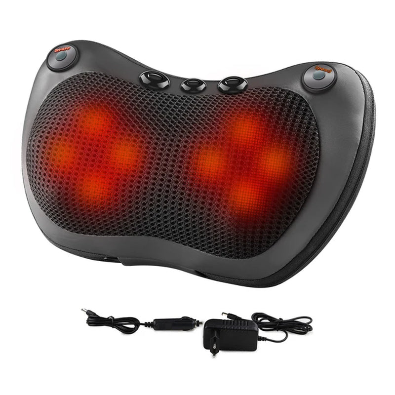 Electric Neck Massage Pillow for Shoulder Back Heating Kneading,Infrared Therapy Shiatsu Head Massager,8 Head