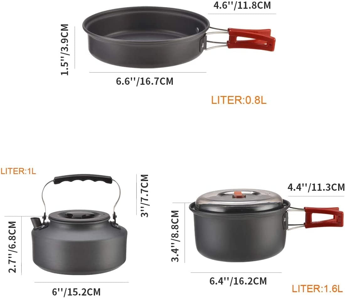  6-piece Lightweight Backpacking , Outdoor Cook Gear for Family Hiking!