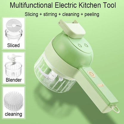 4In1 Multifunctional Electric Vegetable Cutter Slicer Garlic Mud Masher Garlic Chopper Cutting Pressing Mixer Food Slice